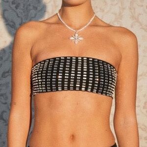 {WeWoreWhat} Brand New Geo Crystal Bandeau Top